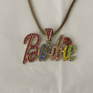 Pink and Blue Gemstone Necklace Sparkling Pendant